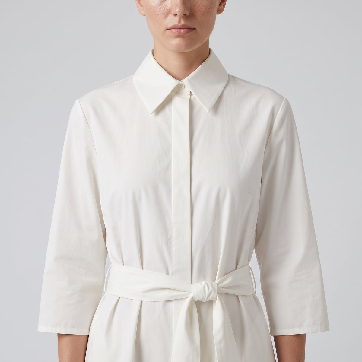CALCATERRA Belted Cotton Shirt Dress - view 2