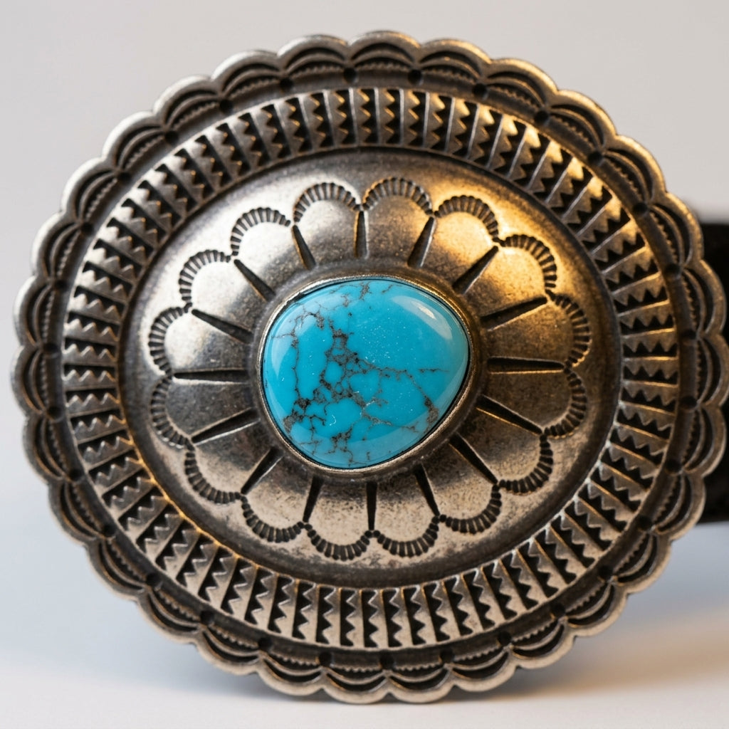 Turquoise Western Embossed Leather Belt