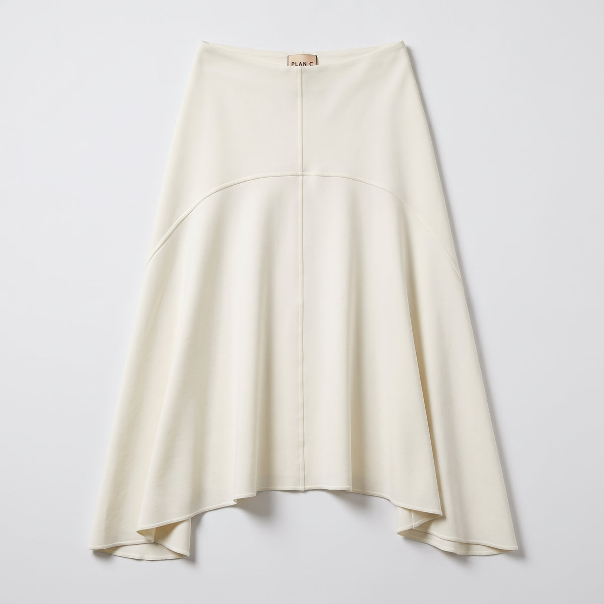 PLAN C White Structured Flared Midi Skirt