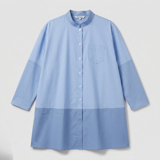 TSUNODA Two-Tone Blue Cotton Shirt