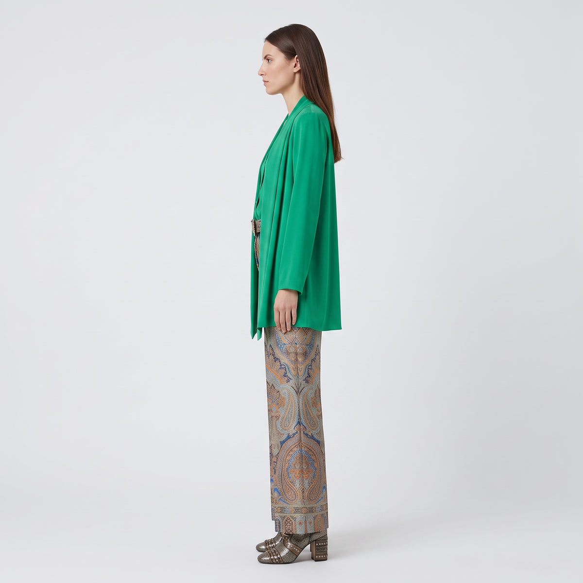 Elegant Draped Green Layered Blouse