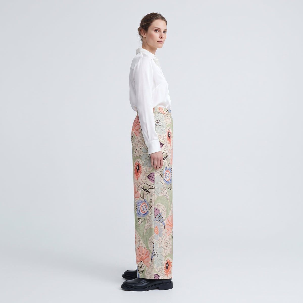 Floral Print Wide Leg Trousers