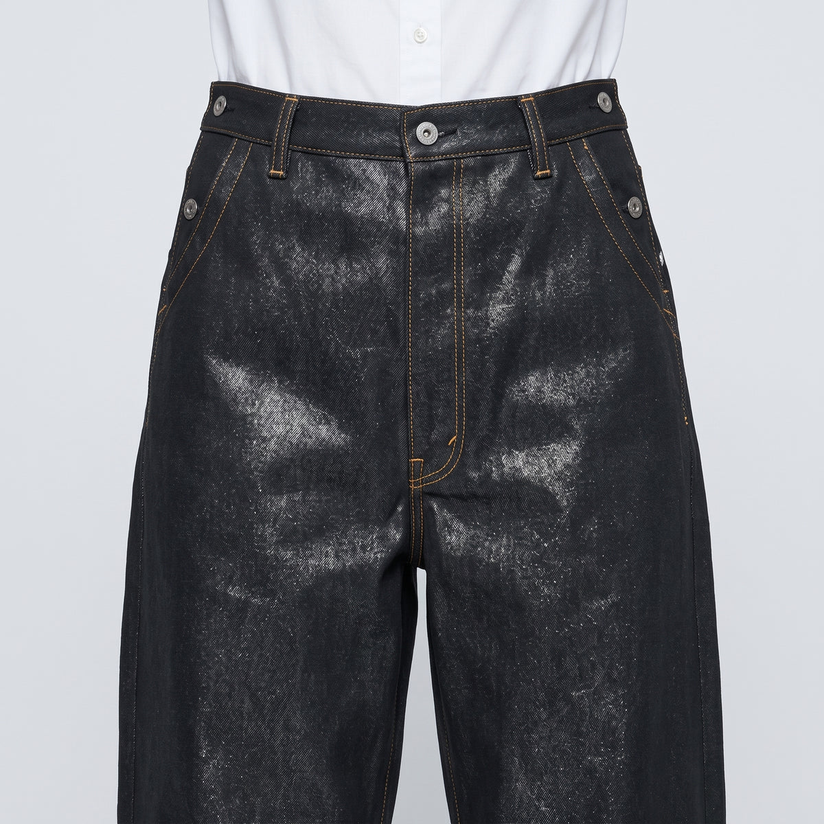 Metallic Cuff Wide Leg Trousers