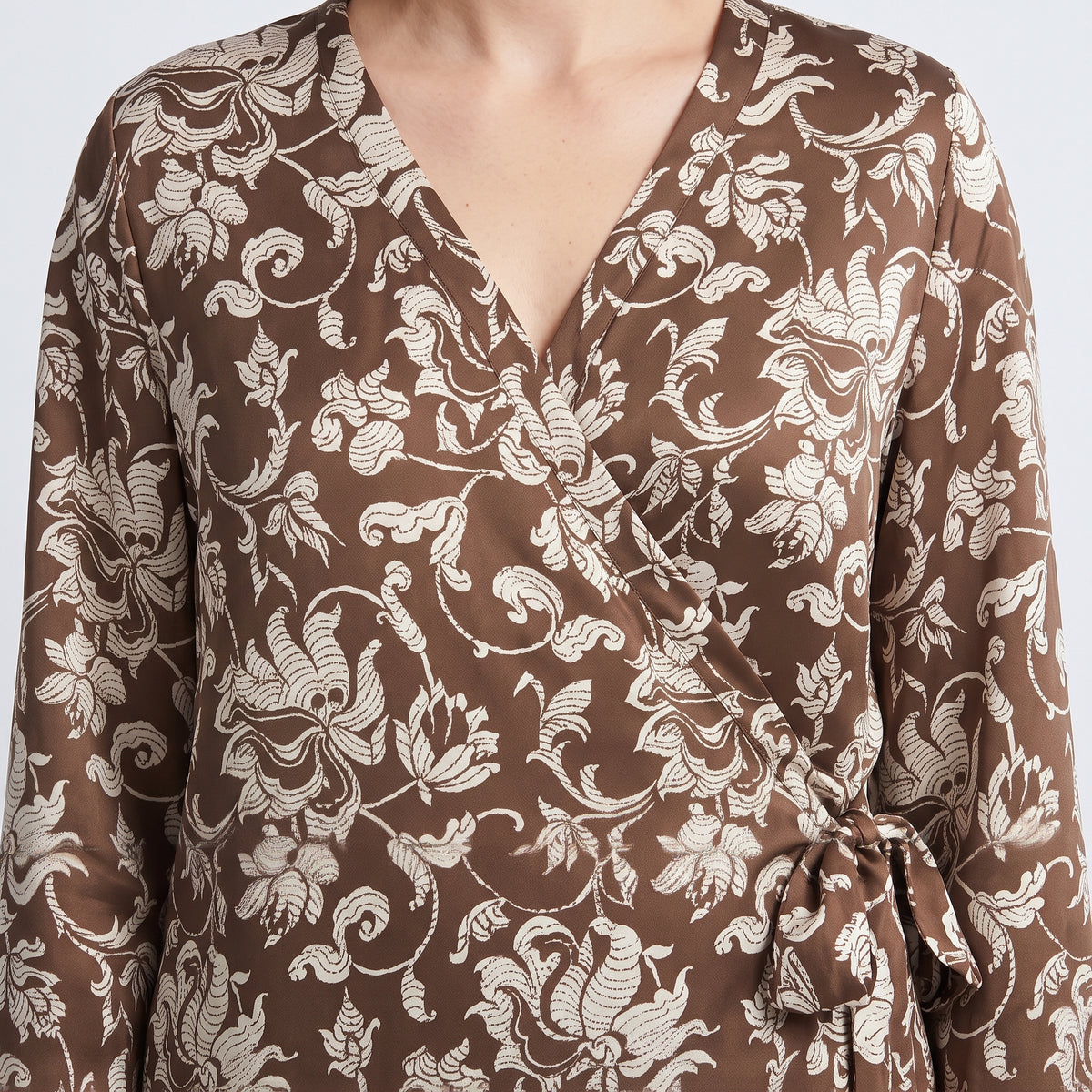 French Lily Floral Wrap Blouse