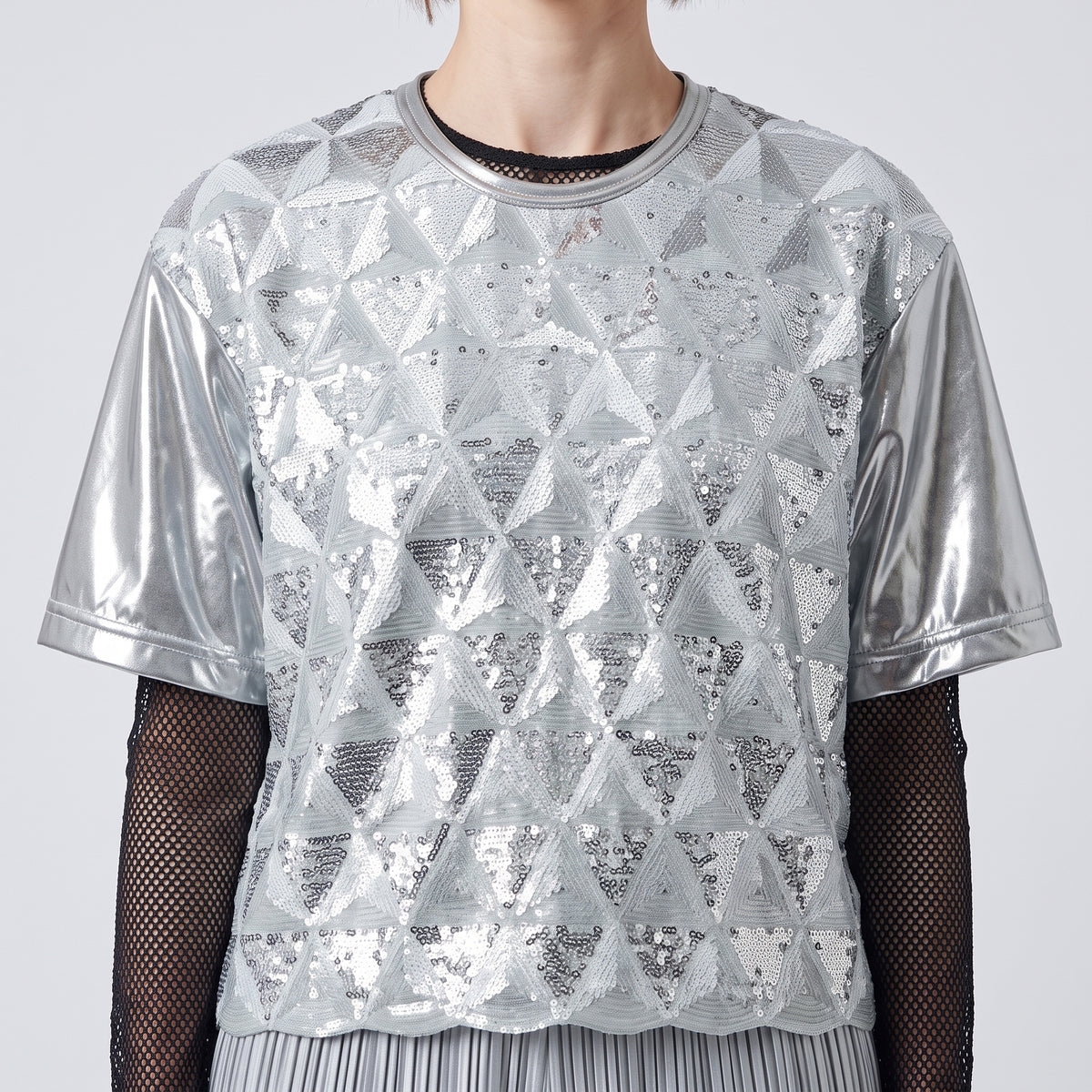 Metallic Sequin Geometric Tee