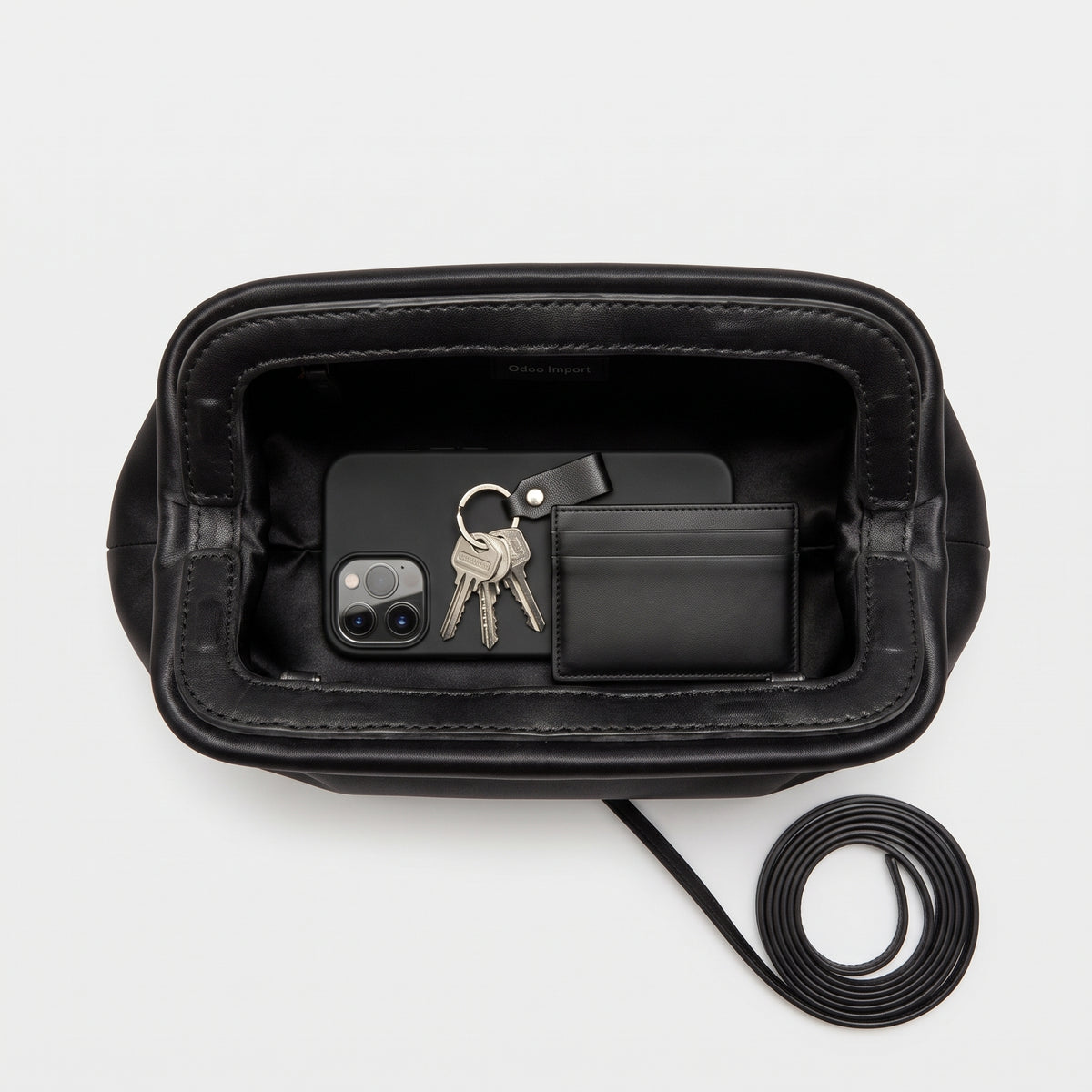 Minimalist Black Leather Clutch Bag