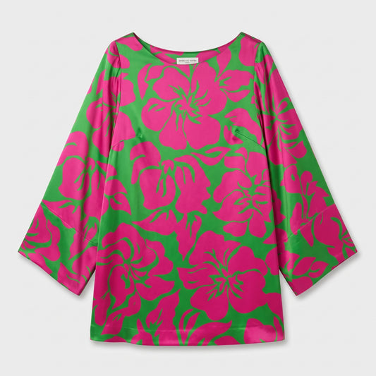 Vibrant Pink Floral Satin Top