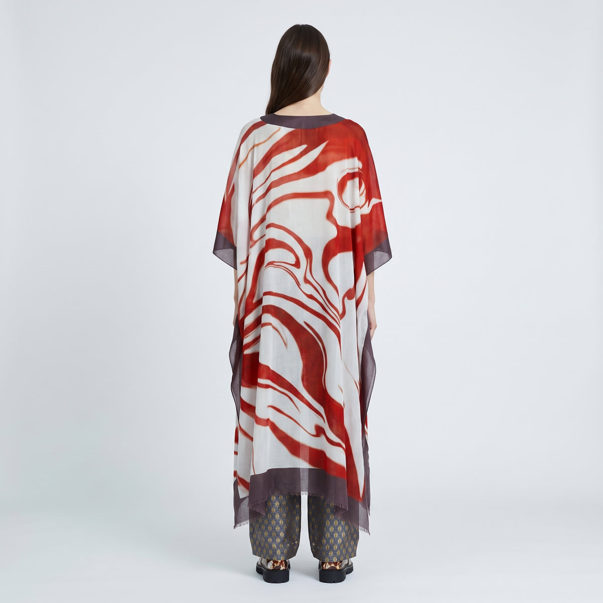 DRIES VAN NOTEN Red Swirl Print Kaftan Dress - view 5