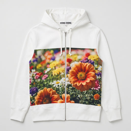 Floral Graphic Zip Up Hoodie
