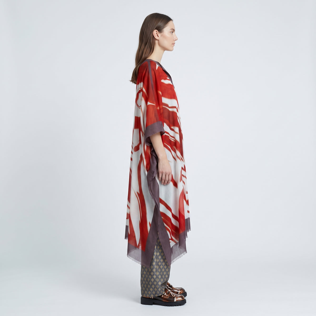 DRIES VAN NOTEN Red Swirl Print Kaftan Dress - view 4