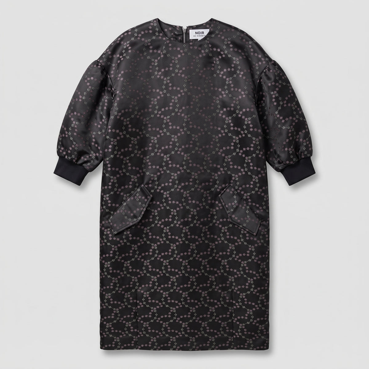 NOIR KEI NINOMIYA Patterned Satin Puff Sleeve Dress