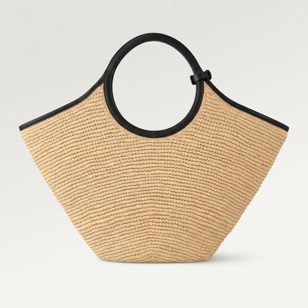 Woven Raffia Top Handle Tote