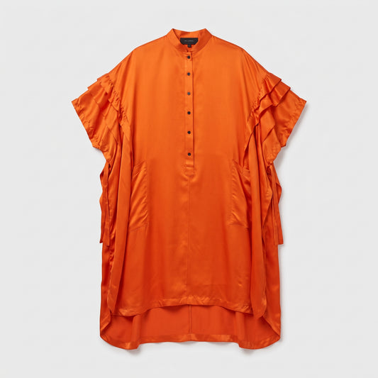 MIIN Orange Ruffled Satin Tunic Dress