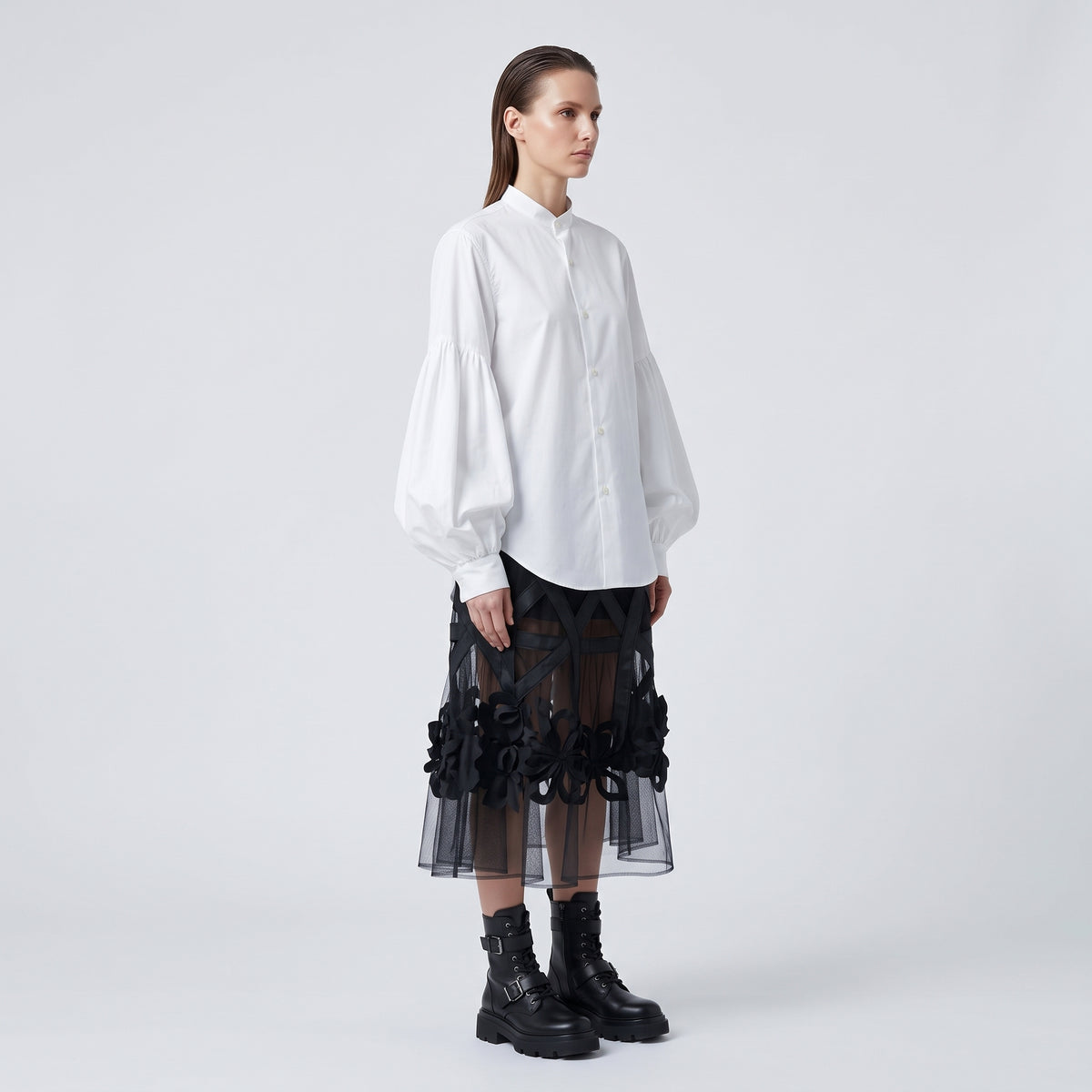 Dramatic Balloon Sleeve White Shirt