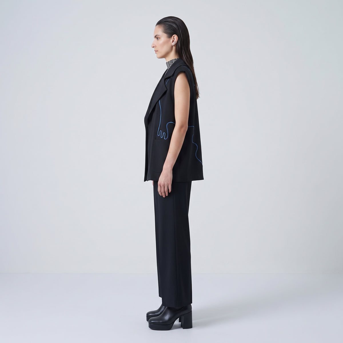 AHMED AMER Abstract Embroidered Tailored Vest - view 4