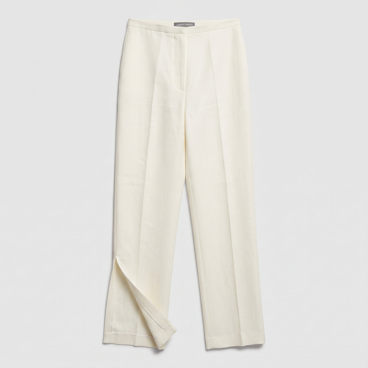 Ivory Tailored Side-Slit Trousers
