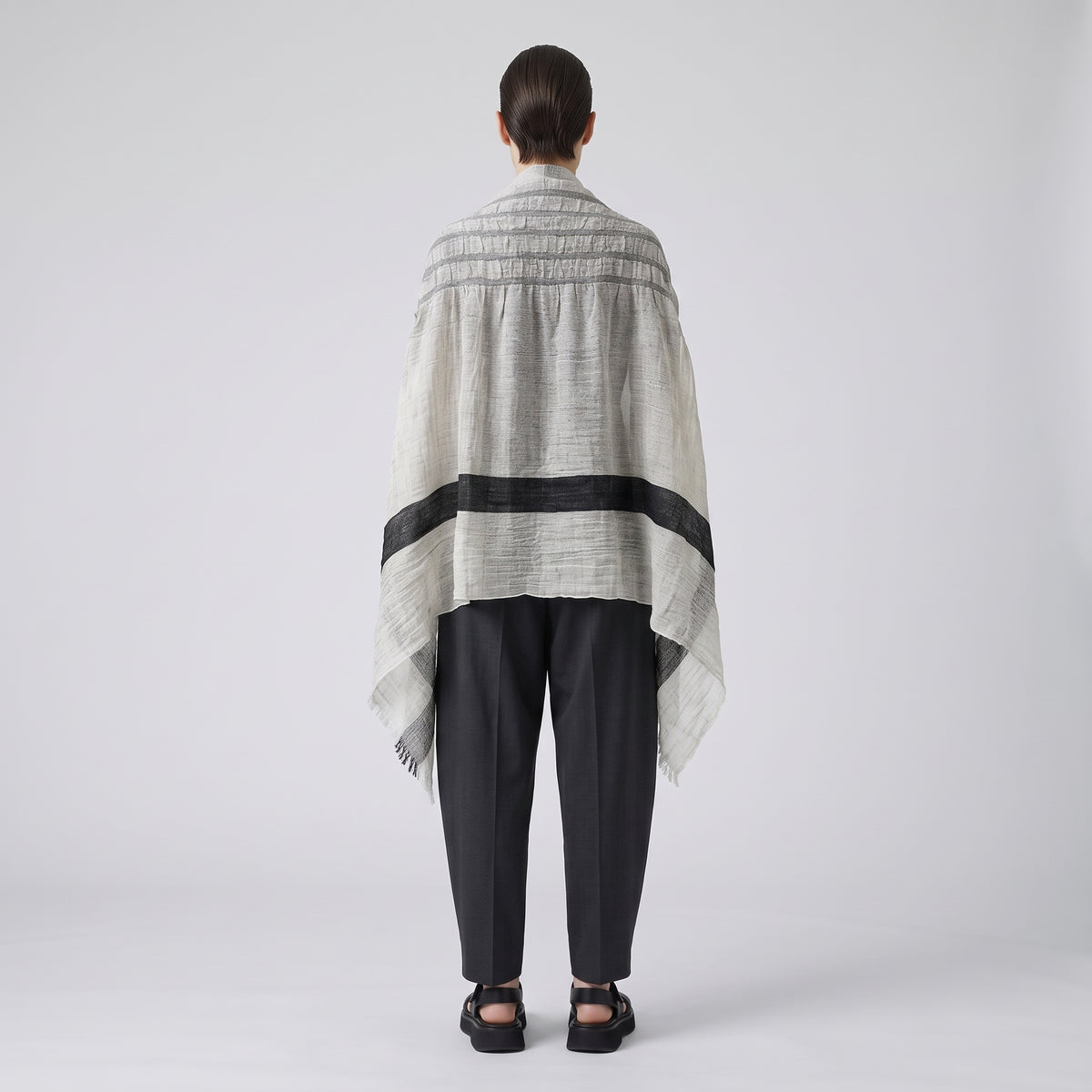 ISSEY MIYAKE Linen Wool Striped Stole - view 4