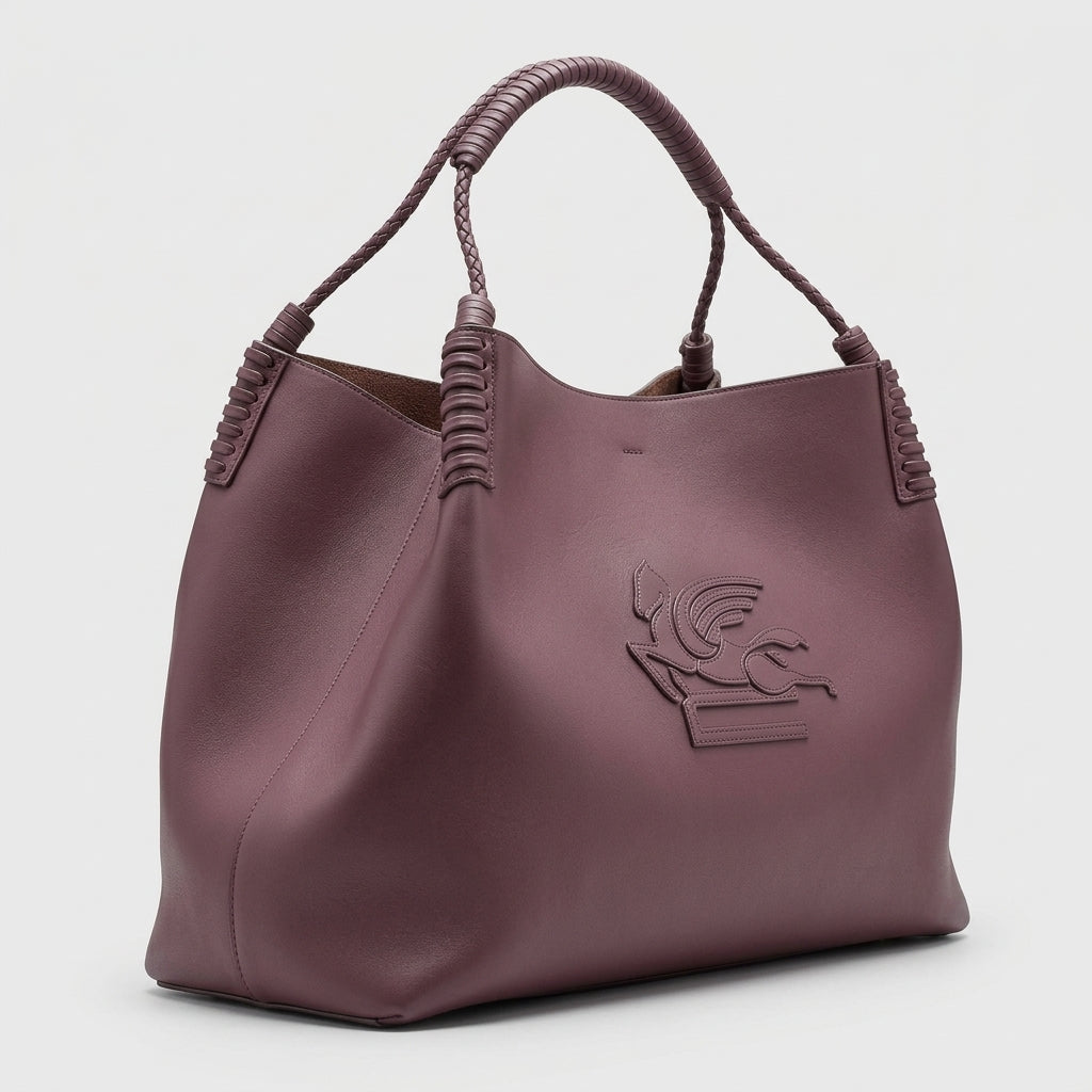 ETRO Embossed Leather Bordeaux Shopping Bag - view 2