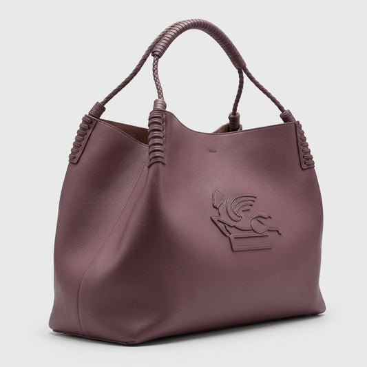ETRO Embossed Leather Bordeaux Shopping Bag - view 2