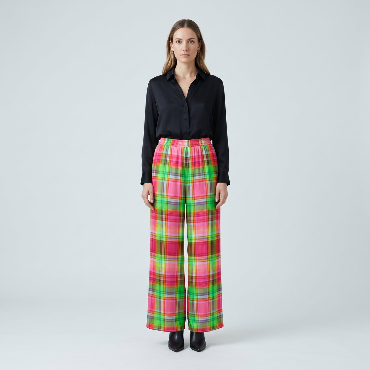 MAISON PASSAGE Vibrant Plaid Wide-Leg Pants - view 3