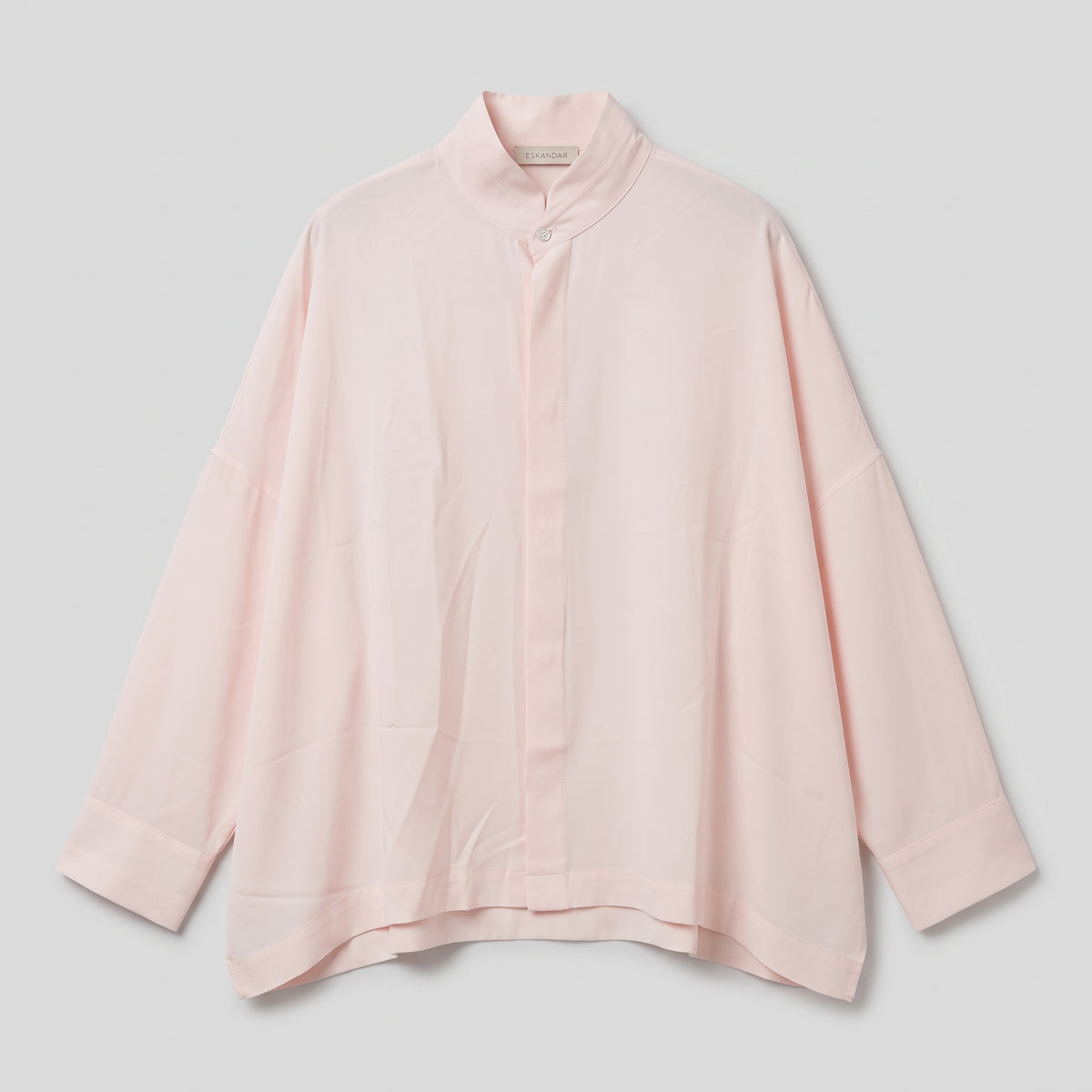 ESKANDAR Oversized Pink Mandarin Collar Shirt