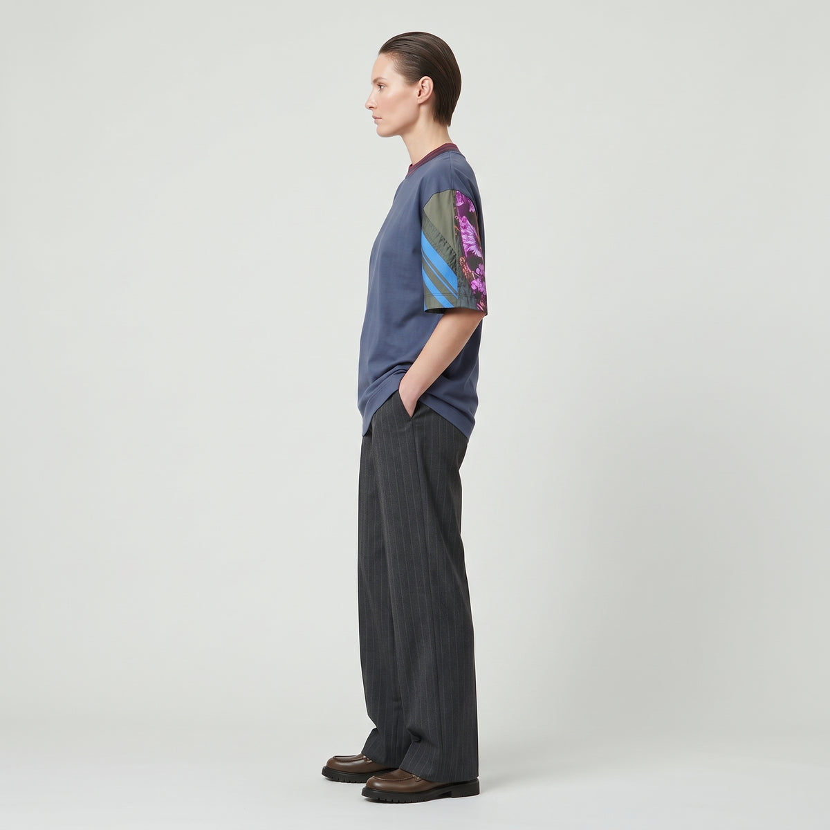 DRIES VAN NOTEN Navy Patchwork Sleeve T-Shirt - view 3