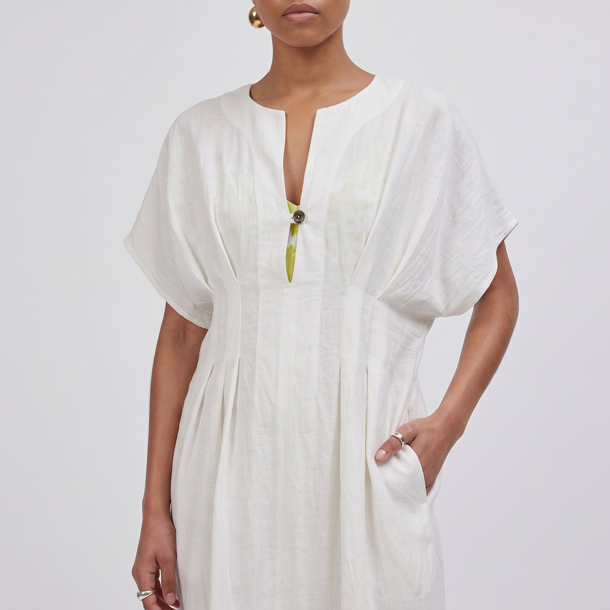 Kimberly Pleated Cotton Midi Dress