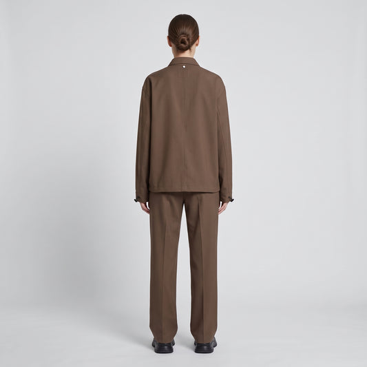 Zip-Up Utility Cotton Overshirt