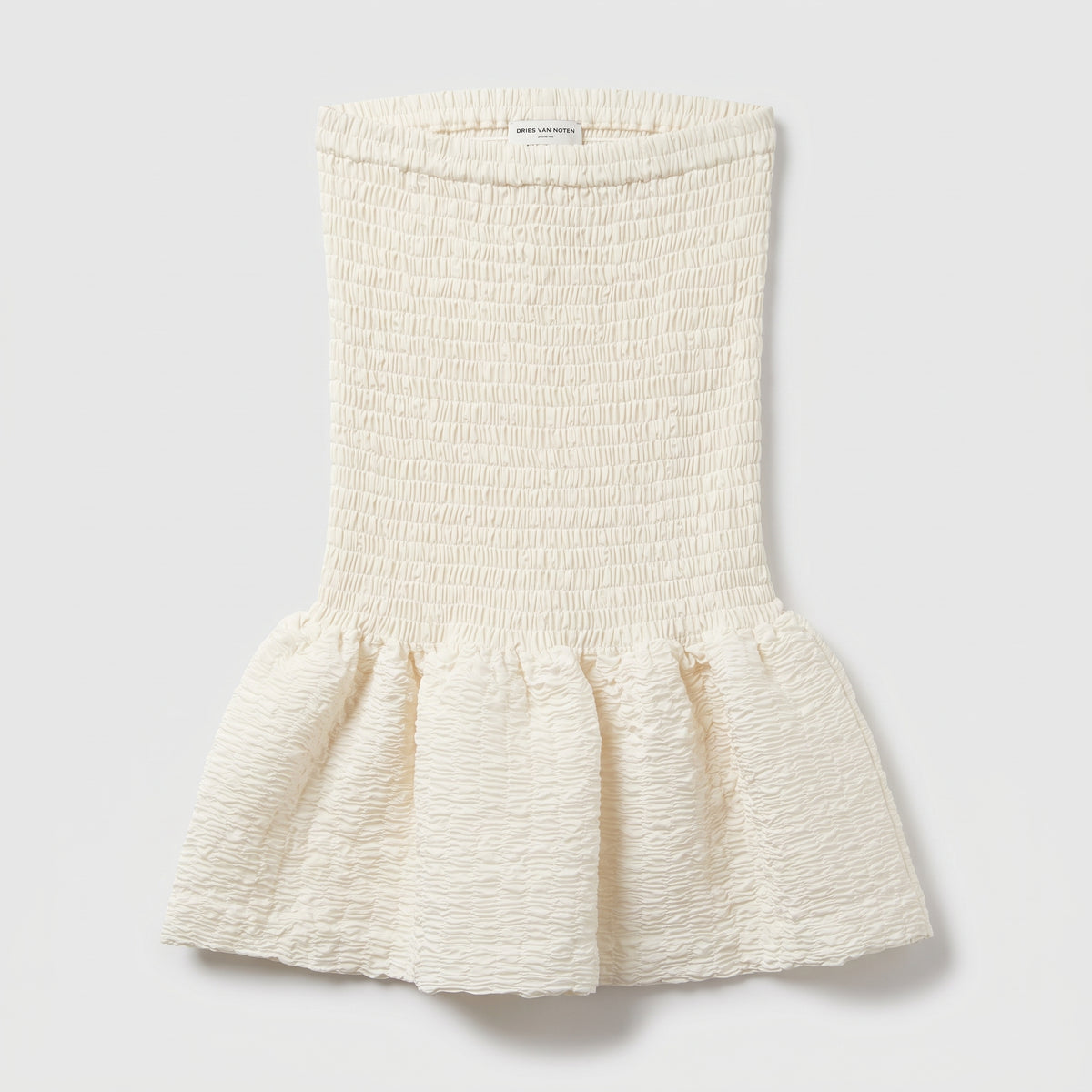 DRIES VAN NOTEN Smocked Cotton Mini Skirt