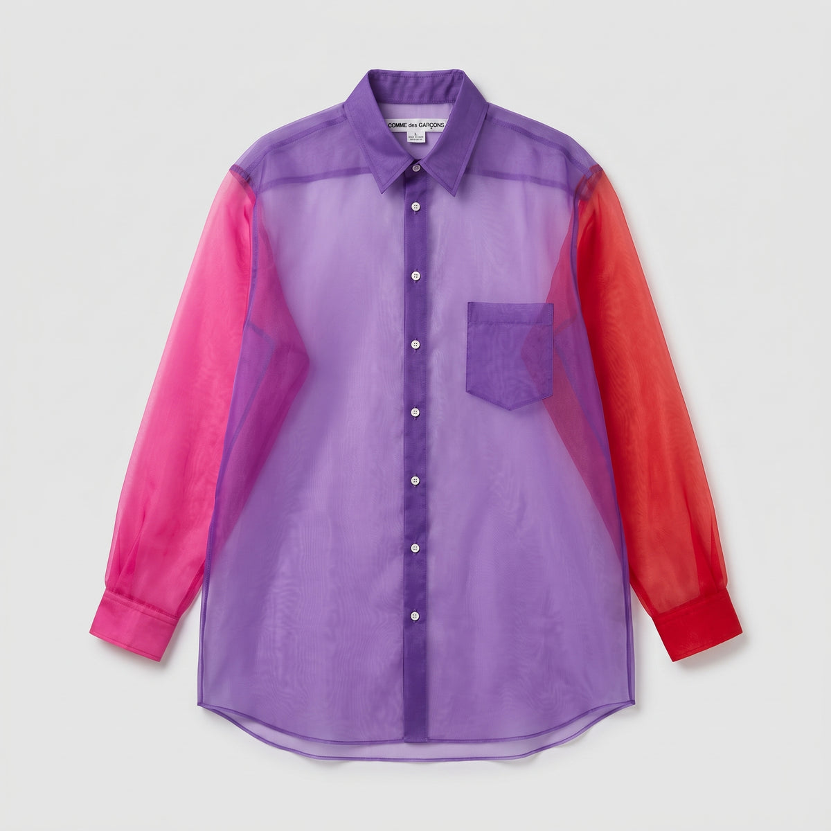 COMME DES GARCONS Sheer Colorblock Button-Up Shirt