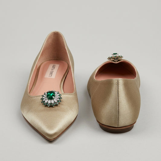 ALBERTA FERRETTI Embellished Satin Pointed Flats