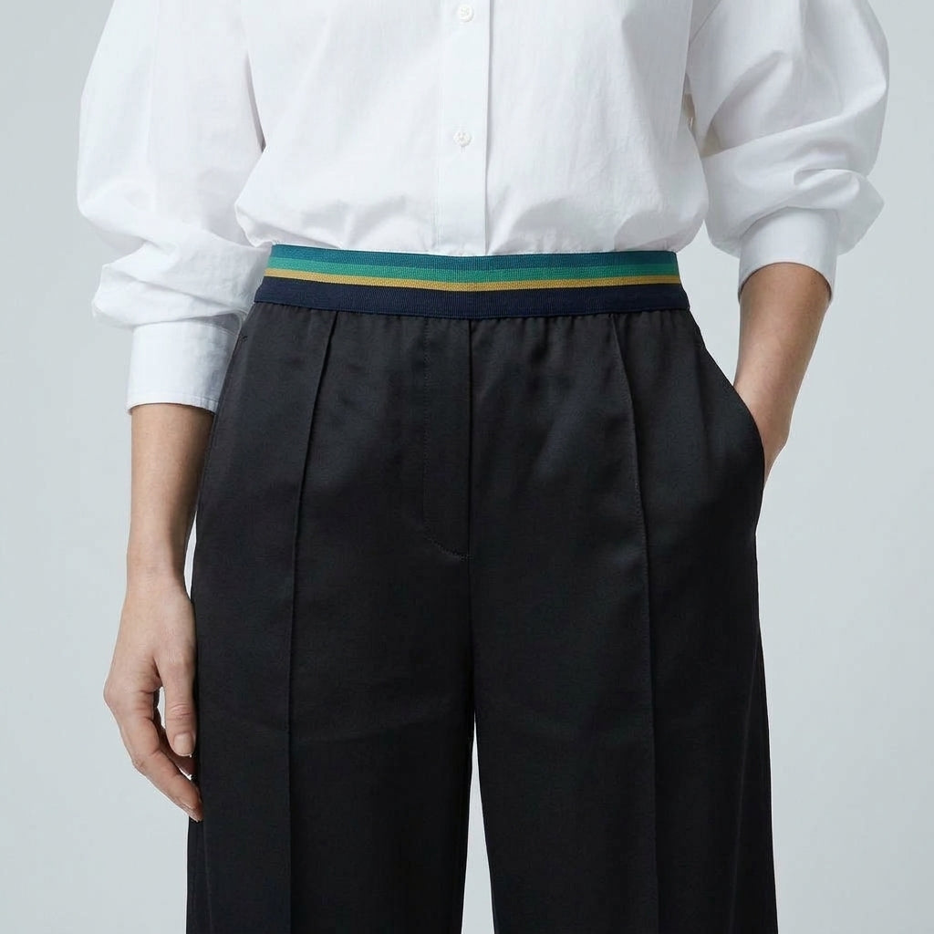 PLAN C Striped Waistband Wide Leg Trousers - view 5