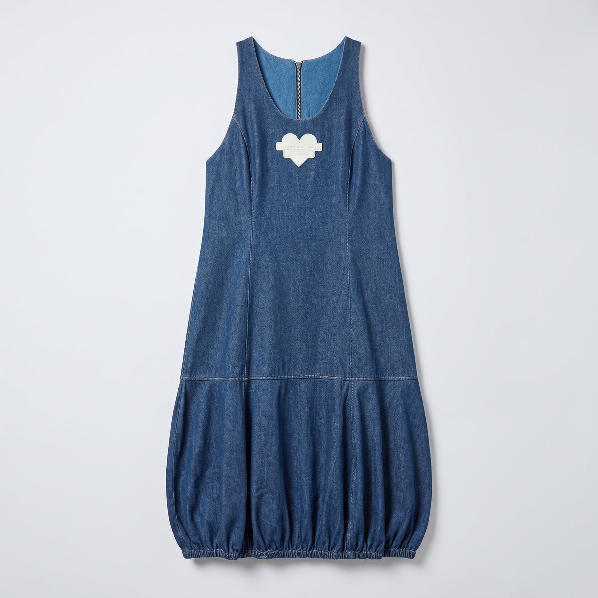VICTORIA TOMAS Heart Detail Denim Balloon Dress