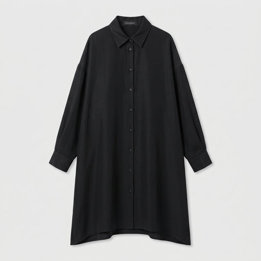 Oversized Longline Black Shirt