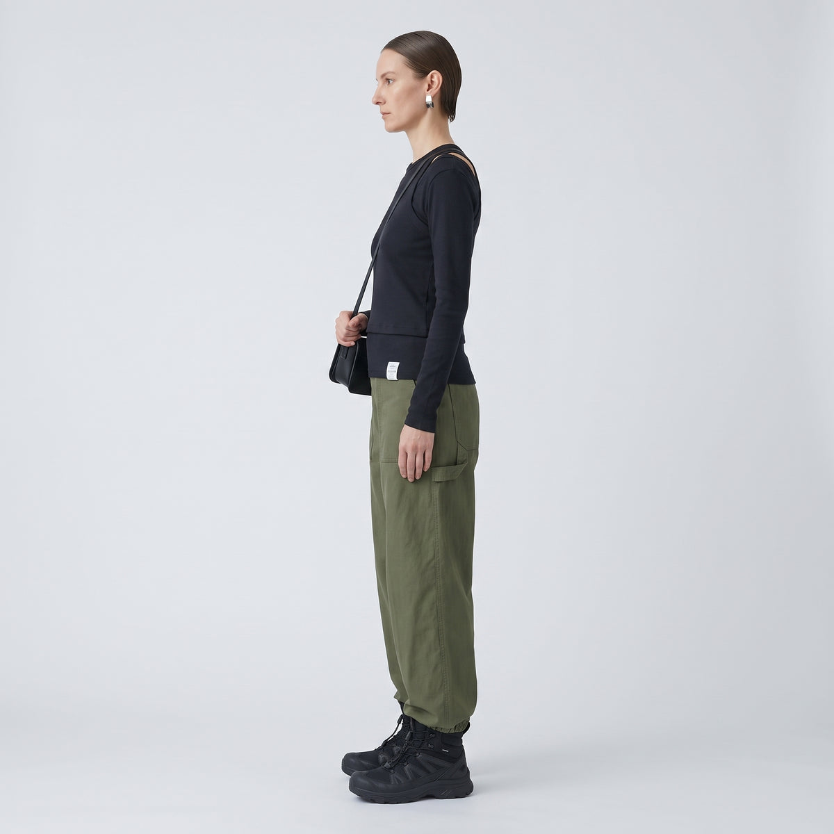 Ribbed Cut-Out Long Sleeve Top