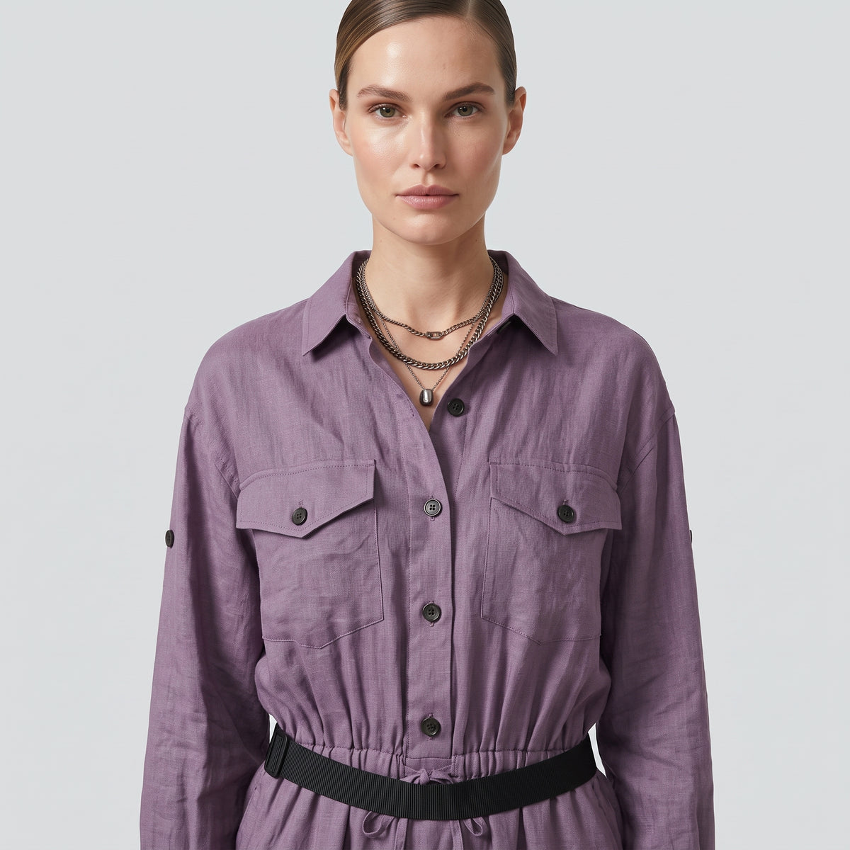 HYKE Linen Drawstring Utility Jumpsuit - view 2
