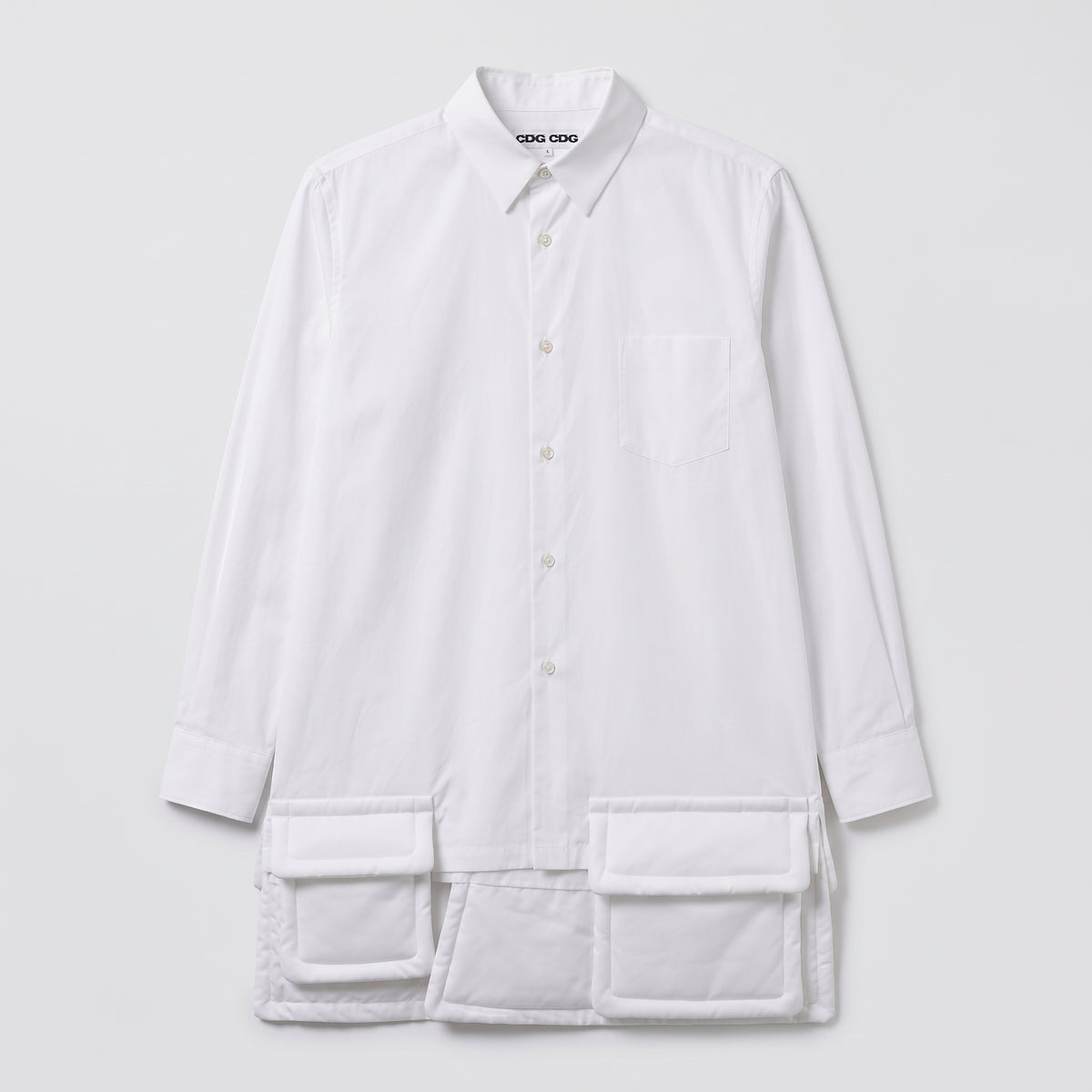 White Cargo Pocket Long Shirt