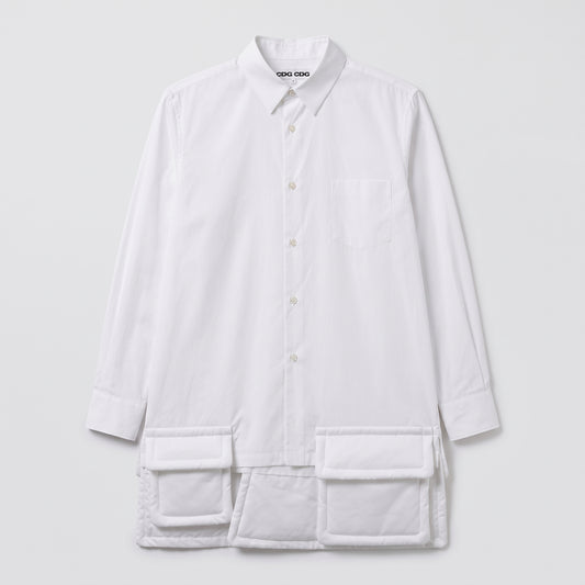 White Cargo Pocket Long Shirt