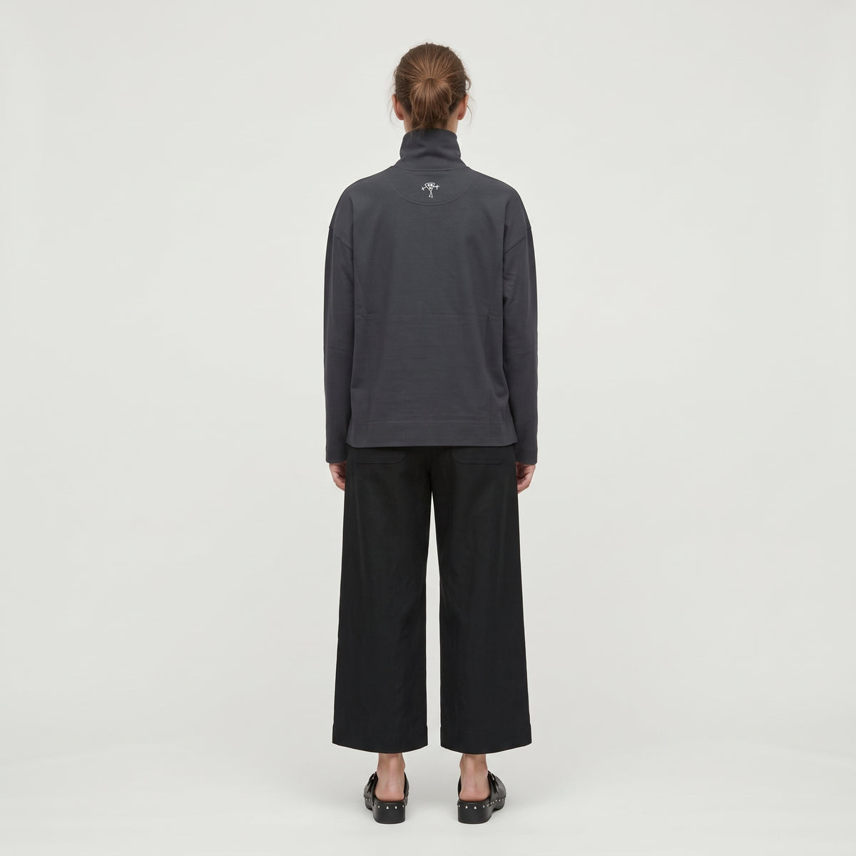 PLAN C Minimalist Charcoal Turtleneck Top - view 4