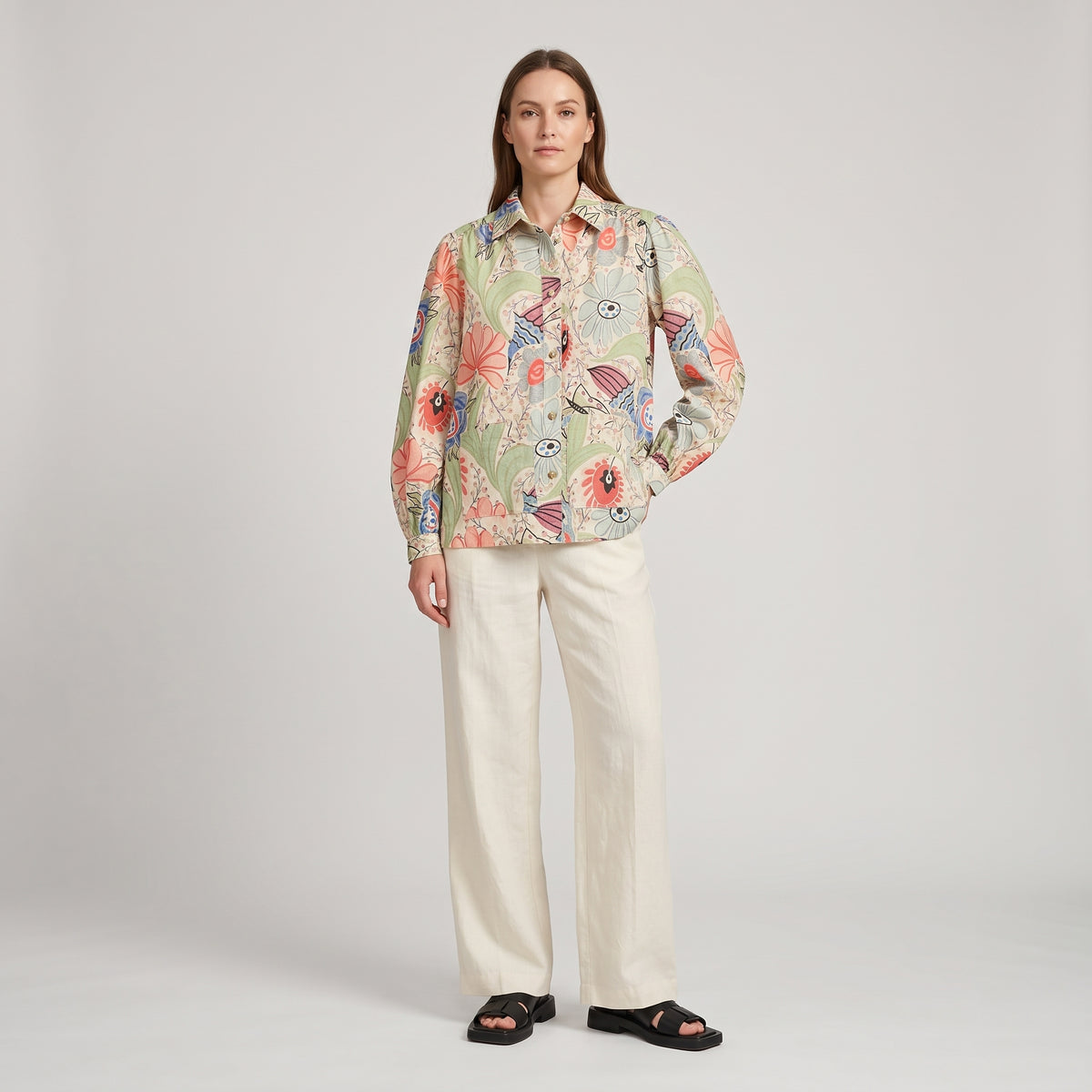 Coral Floral Shirt Jacket
