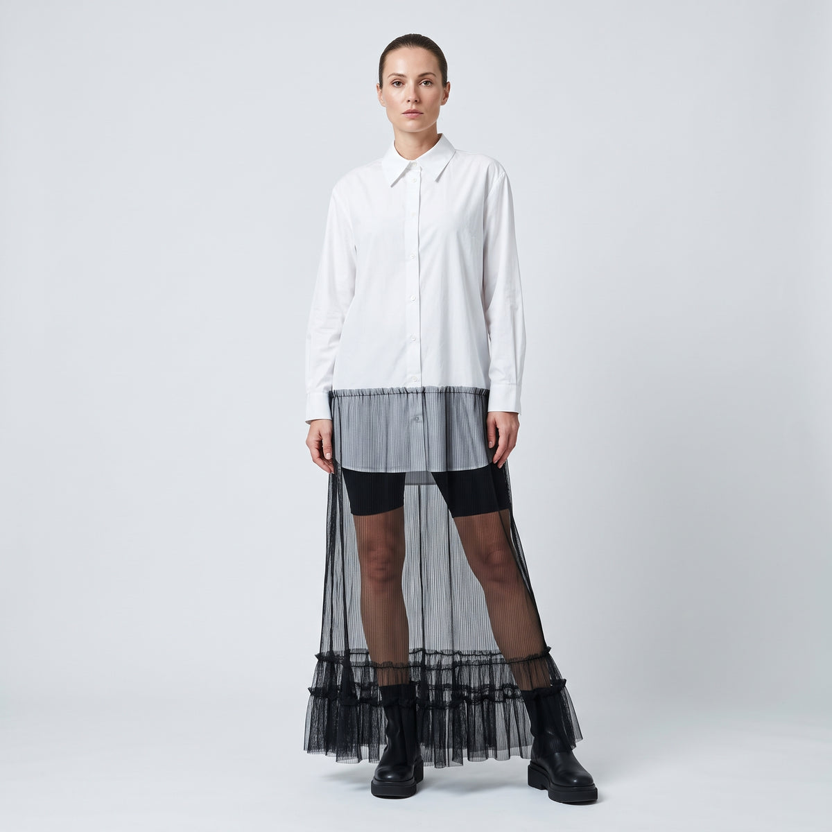Hybrid Tulle Shirt Dress