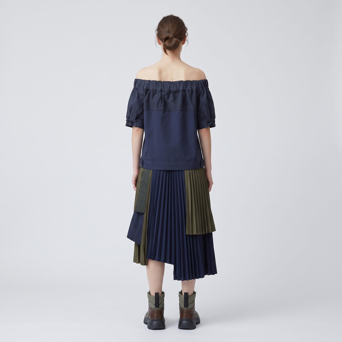 SACAI Pinstripe Off-The-Shoulder Utility Top - view 5