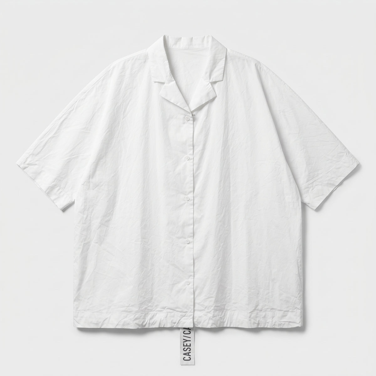 Minimalist White Camp Collar Shirt