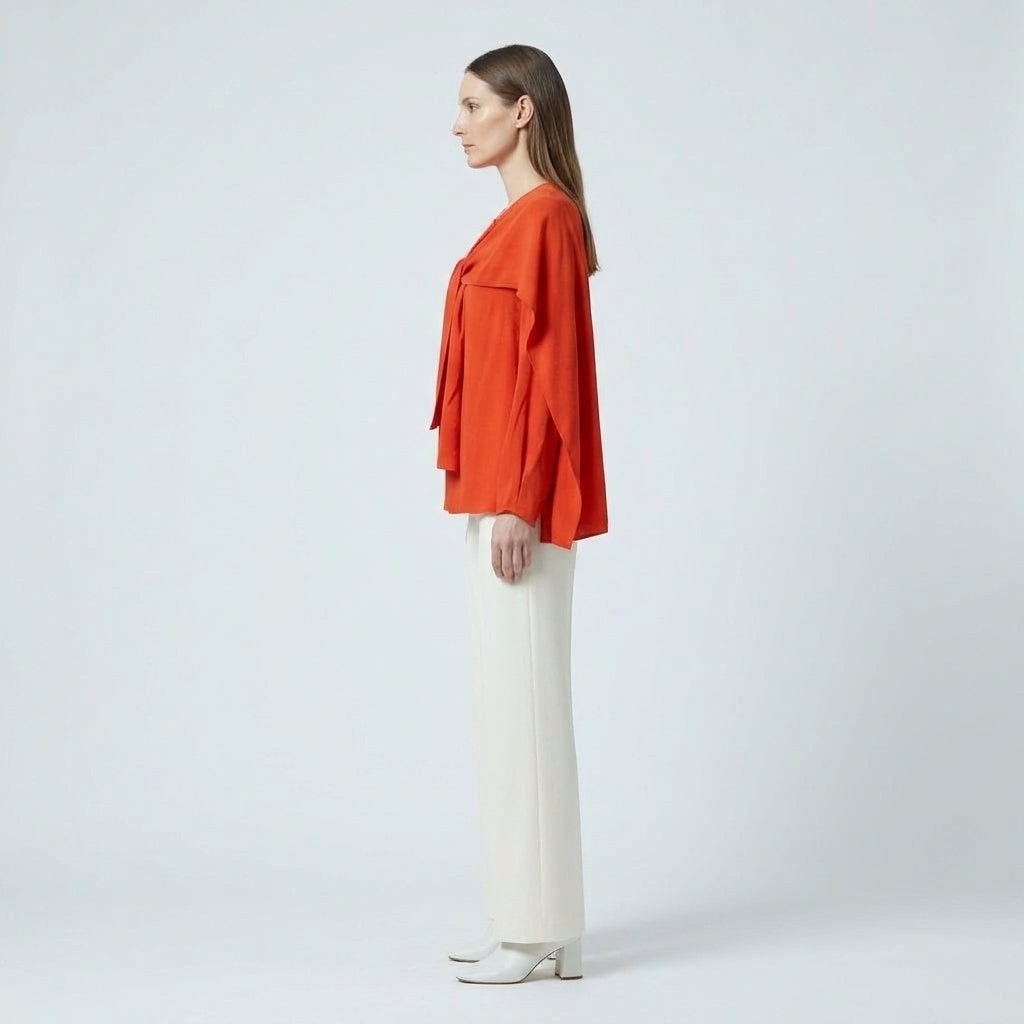 NATAN Draped Tie-Front Red Blouse - view 3