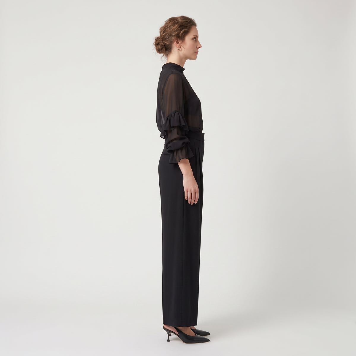 Pleated Wide-Leg Trousers