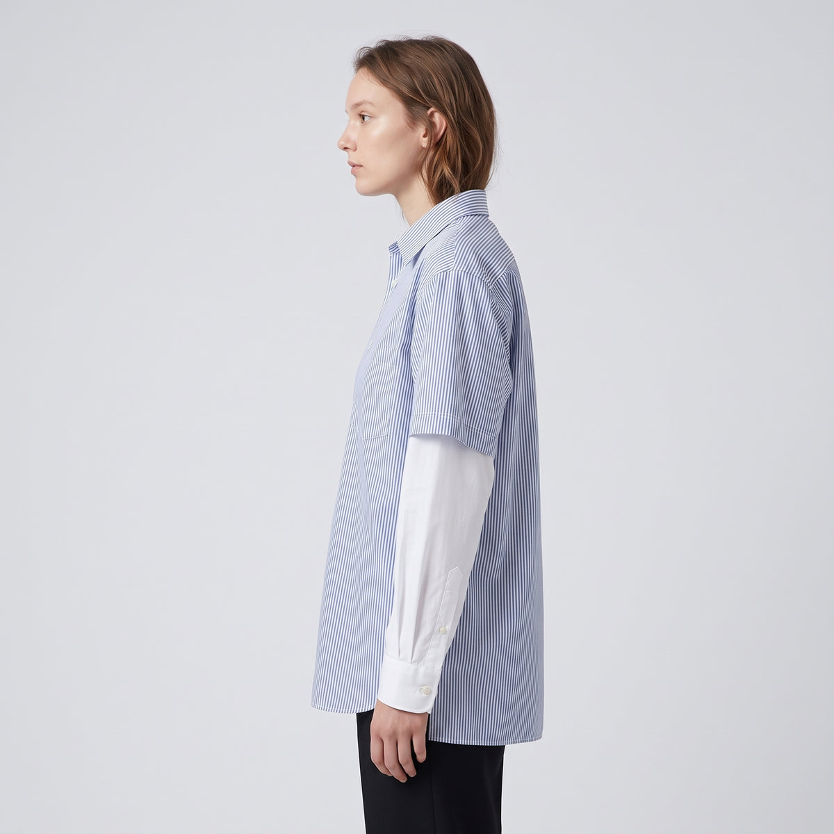 CDG SHIRT Layered Striped Button-Down Shirt - view 4
