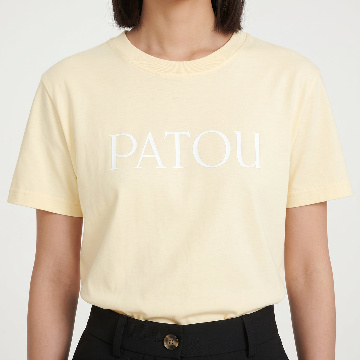 PATOU Pale Yellow Logo Cotton T-Shirt - view 2