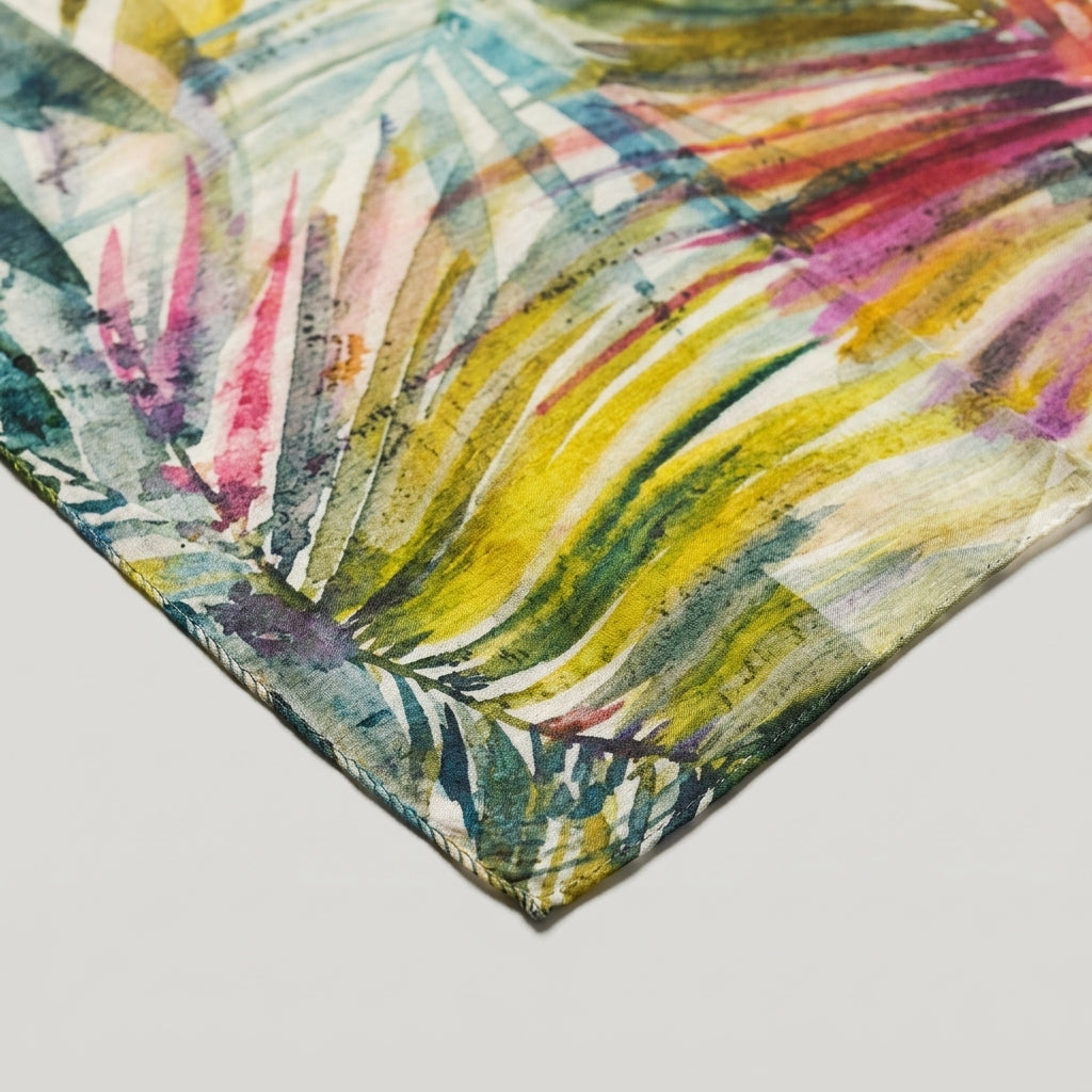 ESKANDAR Botanical Printed Large Silk Scarf - view 3