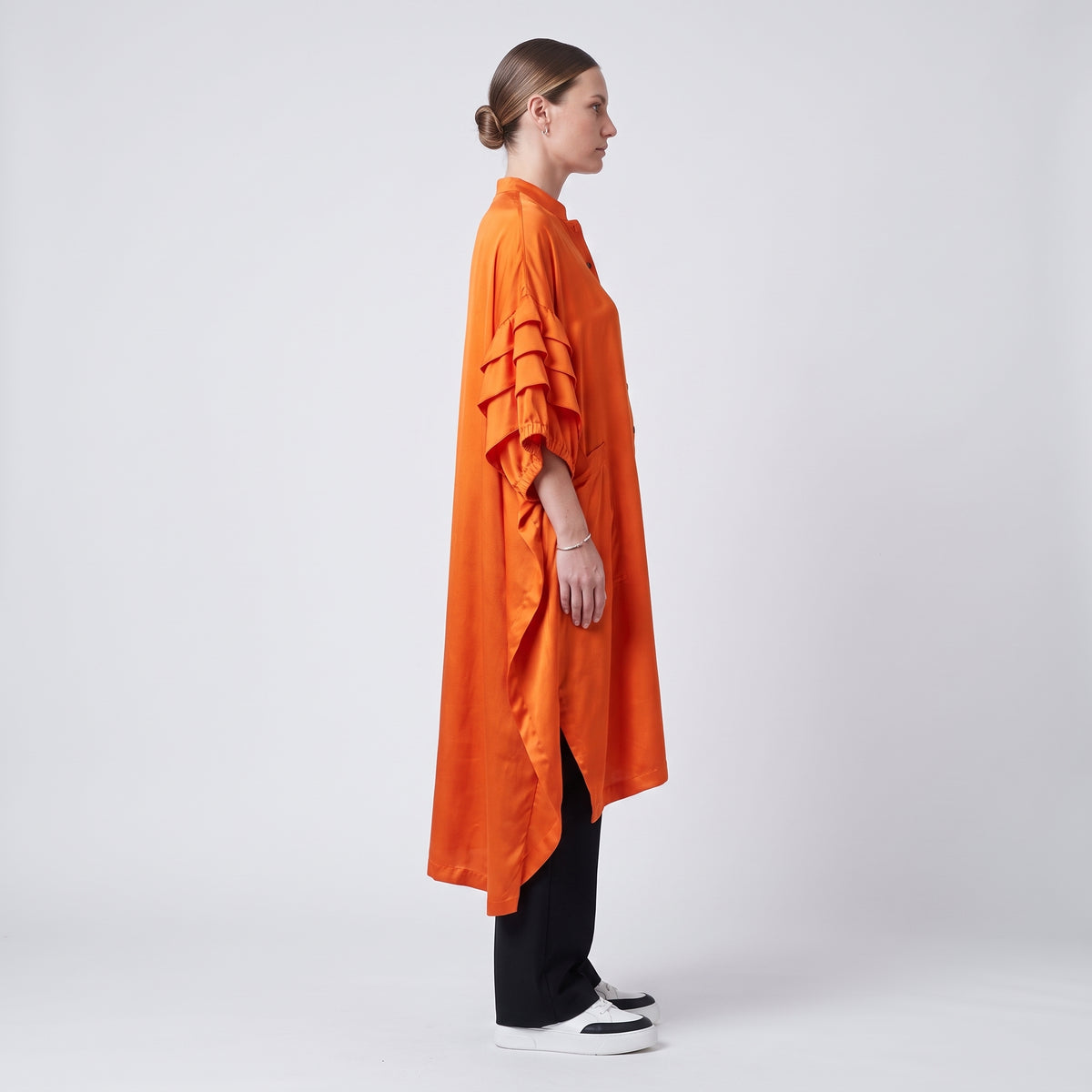 MIIN Orange Ruffled Satin Tunic Dress - view 4