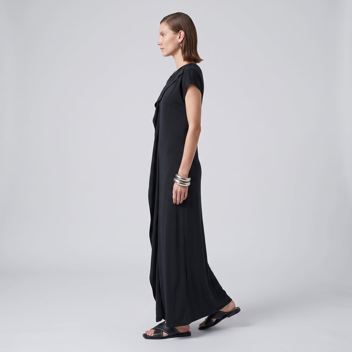 PLAN C Asymmetric Draped Midi Dress - view 4
